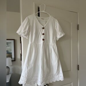 Roolee Ivory Dress with Chestnut Buttons